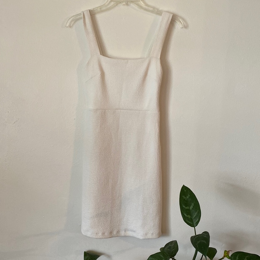 Urban Outfitters White Strap Fitted Textured Dress